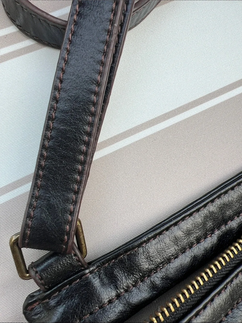 Marisol Black Leather Zip-Front Crossbody Bag